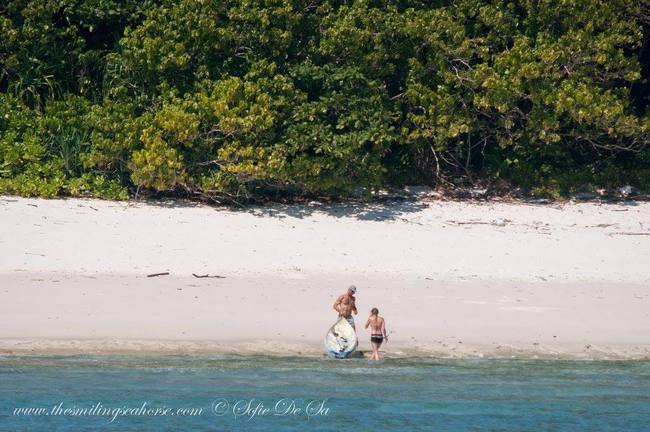 Guests exploring an isolated island