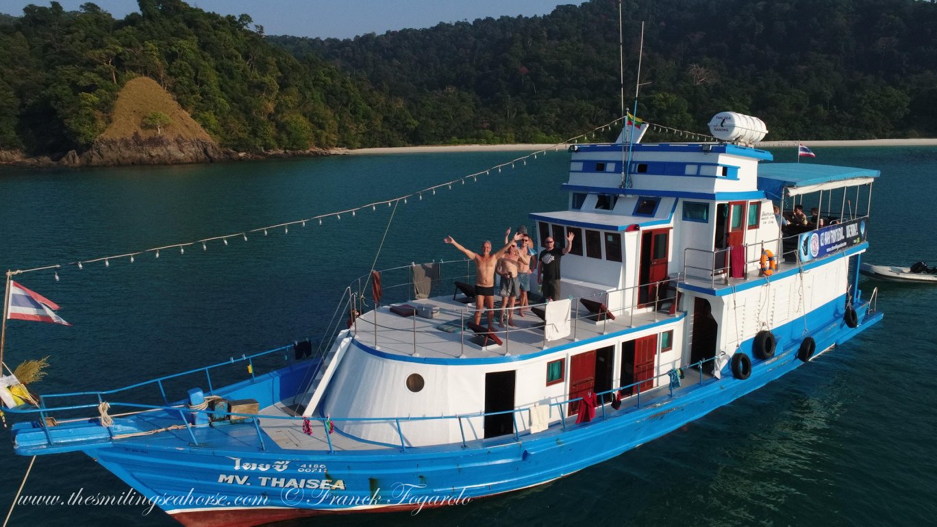 Guests enjoying a liveaboard trip in the Mergui Archipelago
